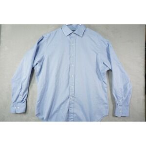 Vintage Polo Ralph Lauren Shirt Men 17 36 37 Regent Classic Fit Blue Herringbone